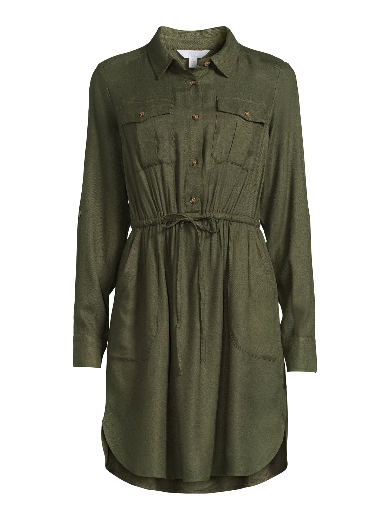 Time and Tru Women’s Soft Chambray Utility Shirt Dress, Sizes XS-XXXL