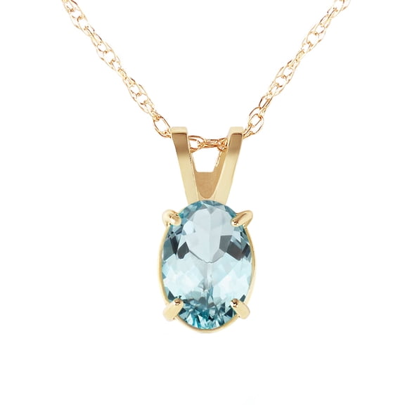 Galaxy Gold 14k14" Yellow Gold Necklace with Oval-shaped Aquamarine