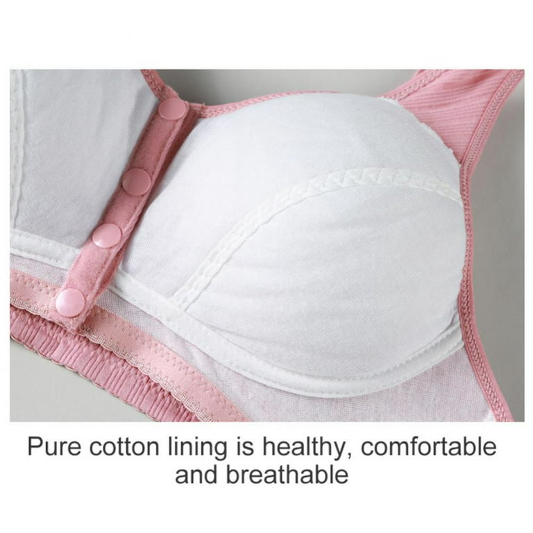 Xmarks 2 Packs Front Closure Bras for Women, Lace Front Button Shaping Cotton  Bras 