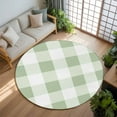 thumbnail image 3 of Sage Green Buffalo Check 8ft Round Rug, Farmhouse Plaid Modern Geometric Non-Skid Rubber Backing Large Area Rugs - Living Room Bedroom Home Office, Indoor Floor Mat Carpets Washable Rug, 3 of 9