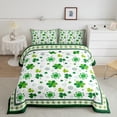 thumbnail image 5 of jejeloiu Lucky Clover Leaves Queen Comforter Set,Happy St.Patrick Day Bedding Sets,Green White Bedding Comforter Set For Men Women,Luxury Bedroom Decor,3-Piece, 5 of 8