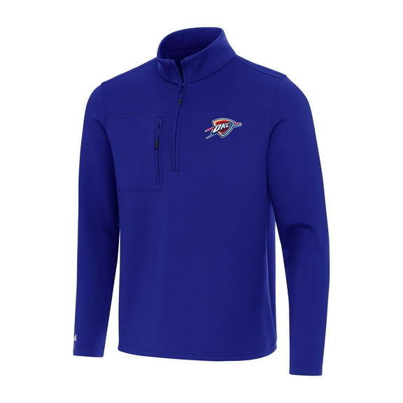Men's Antigua Blue Oklahoma City Thunder Insider Quarter-Zip Top