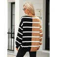 thumbnail image 4 of Womens Striped Pullover Sweater Crew Neck Long Sleeve Knitted Color Block Casual Loose Lightweight Sweaters for Women, 4 of 10