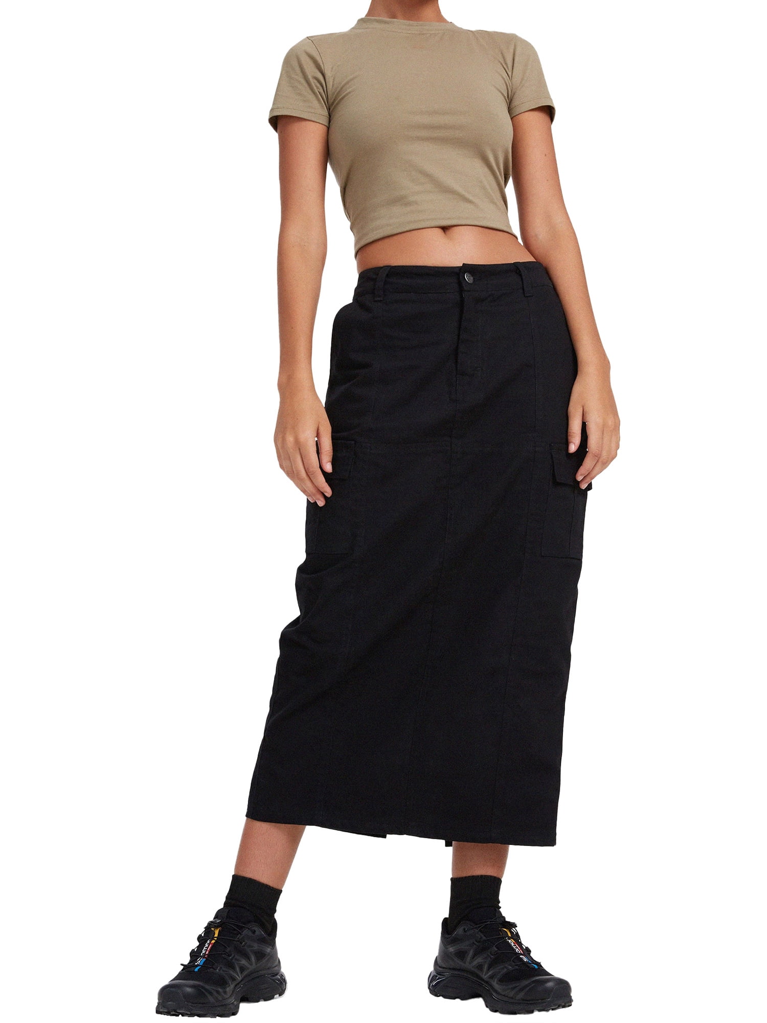 Tempura Women Summer Long Skirt, Adults Casual Solid Color Zipper Skirt ...