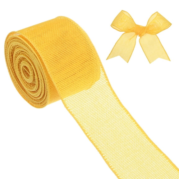 Uxcell Burlap Ribbon, 2.5" x 10 Yards Burlap Wired Edge Ribbon, Christmas Tree Ribbon, Rustic Burlap Wrap Trim Ribbons [Yellow]