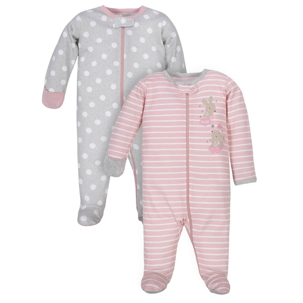 Wonder Nation Wonder Nation Baby Girl Pajamas Zip Up Sleep 'N Play