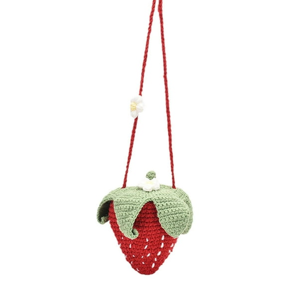 Bolsa de fresa de punto a mano mini bolso de hombro para compras de fiesta de uso diario