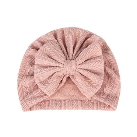 

Toddler Baby Boys Girls Stretch Solid Bow Breathable Hat Caps Headwear 3 Years Winter Baby Hats