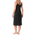 thumbnail image 3 of INSPIRE CHIC Womens Sleepdress Satin Sleeveless Double Spaghetti Strap Criss Cross Back Sexy V Neck Midi Lounge Nightgown XS Black, 3 of 6