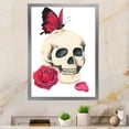 thumbnail image 1 of Designart Skull With Red Rose & Butterfly Modern & Contemporary Framed Wall Art, 1 of 4