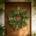 thumbnail image 6 of CaiYueKe Artificial Eucalyptus Leaf Berry Wreath, Faux Greenery Garland, Home Decor, Front Door Hanging, Rustic Farmhouse, Wedding, Christmas, Fall, Year Round Decoration, Indoor Outdoor Use, 6 of 9