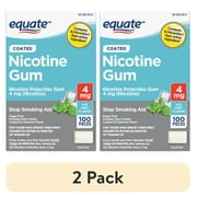 (2 pack) Equate Coated Nicotine Polacrilex Gum 4 mg, Ice Mint Flavor, Stop Smoking Aid, 100 Count, Compare to Nicorette® Gum Active Ingredient