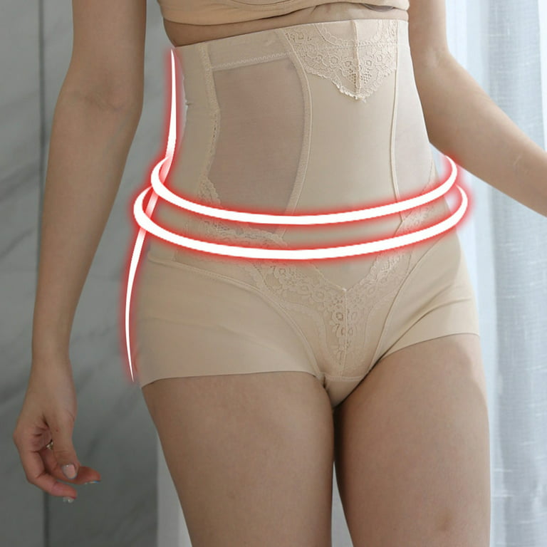 HUPOM Feminine Underwear For Men Womens Underwear High Waist Casual Zipper  Seamless Waistband Beige M 