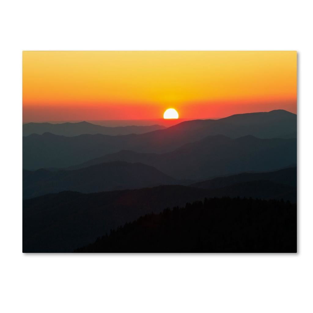 Trademark Fine Art "Great Smoky Mountains Sunset" Canvas Art by Pierre Leclerc