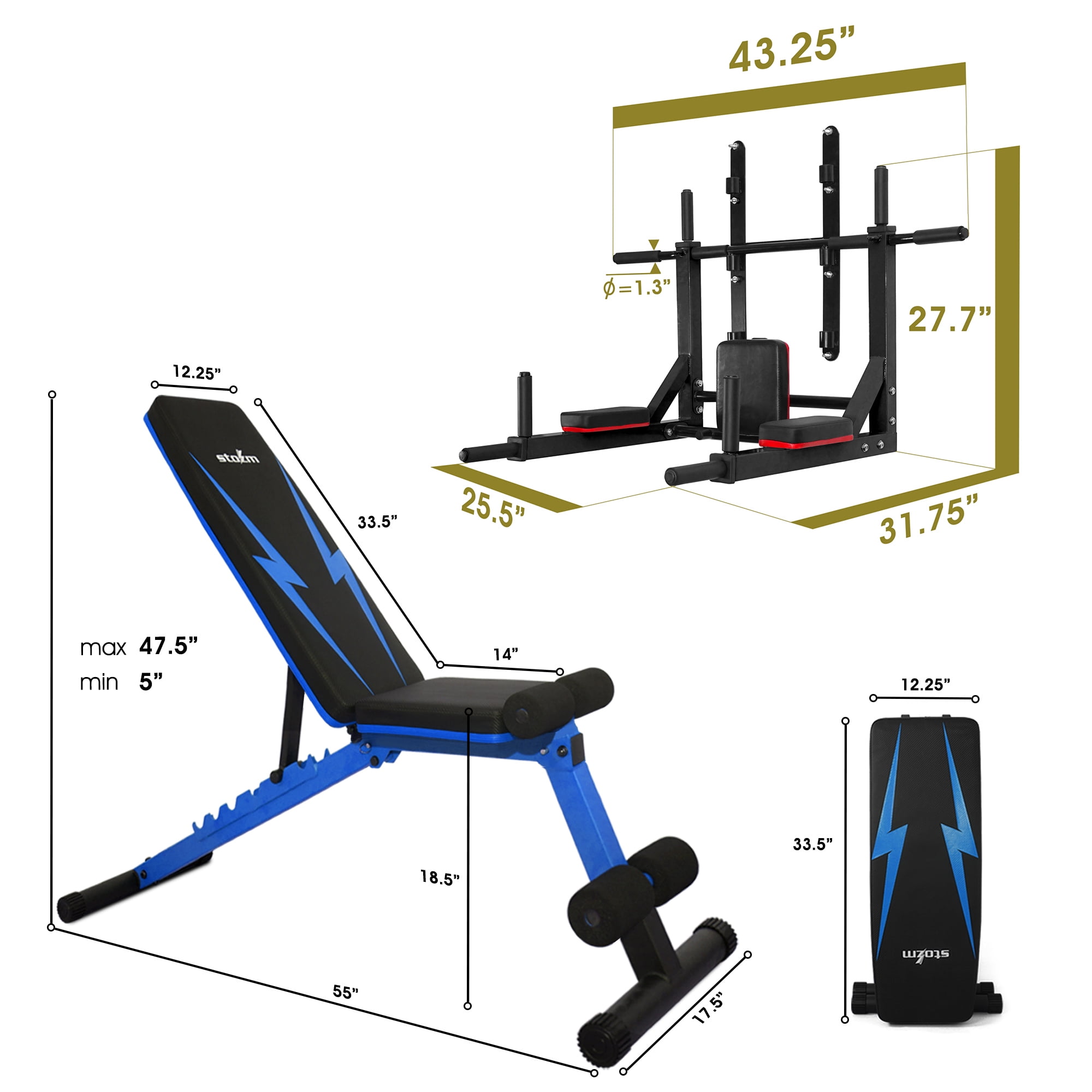 STOZM Combo of Deluxe Pull Up Bar (Black) & Multi-Purpose