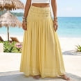 thumbnail image 2 of longantii Womens Maxi Skirts Cotton Linen Flowy Skirt Modern Fit A Line Pleated Outfits Spring Party Clothes Yellow S, 2 of 5