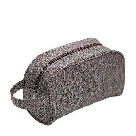Vintage Creative Solid Color Nylon Simple Fashion Travel Toiletry Bag Storage Bag Makeup Case Waterproof Cosmetic Bag COFFEE