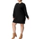 thumbnail image 4 of Vestido de suéter de mujer plus size Agnes Orinda, de manga larga, pulóver de punto, vestido corto 3X negro, 4 of 7