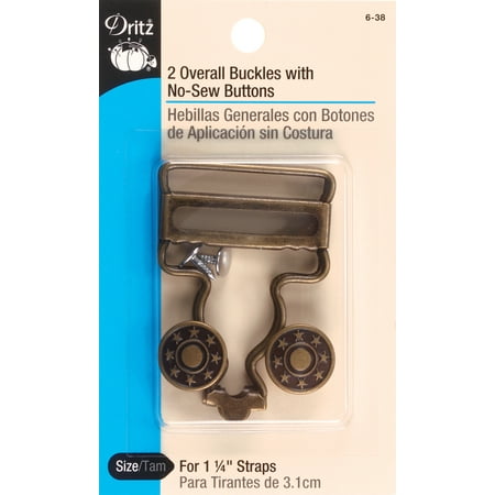 Embossed Brass Buckle - Dritz Overall Buckles W/No-Sew Buttons For 1-1/4