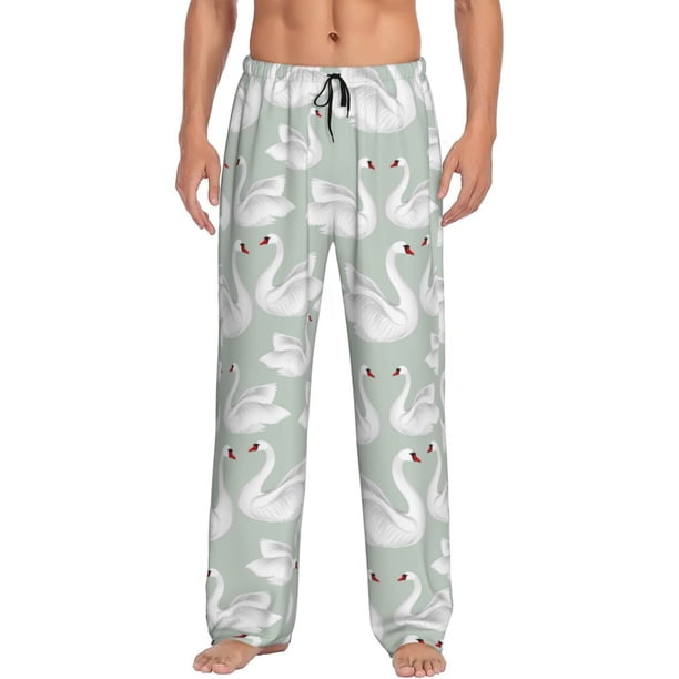 Balery White Birds Pantalones de pijama para hombre, pijama ultraligero, pantalón de descanso-3X-Large