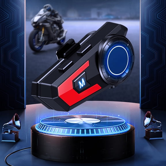 Bluetooth 5.0 Motorcycle Helmet Headset, Intelligent Noise Reduction with Wind Noise Cancellation for Clear Calls, Double Phone Connectivity, IP67 Waterproof, Ideal for Motorcyclists and Commuters