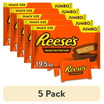 (5 pack) Reese's Milk Chocolate Snack Size Peanut Butter Cups Candy, Jumbo Bag 19.5 oz