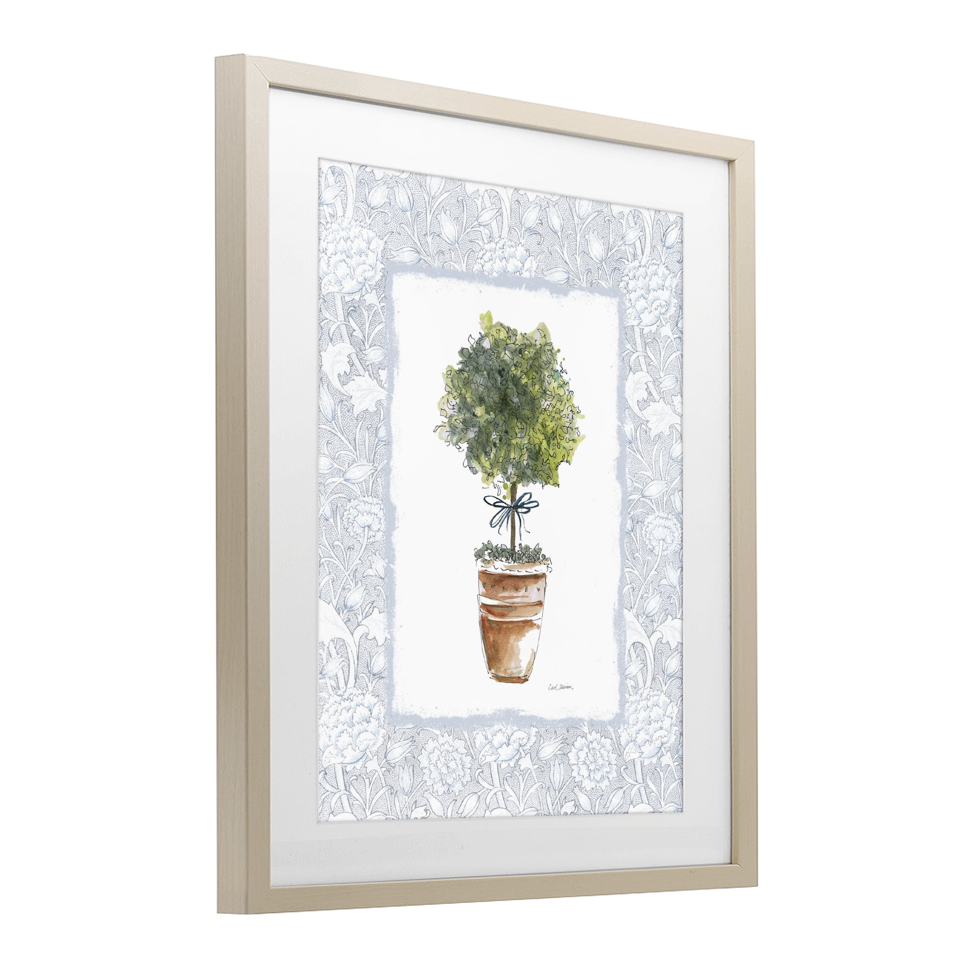 Stupell Industries Potted Topiary in Terracotta Birch Framed Print Under Glass, design by Carol Robinson