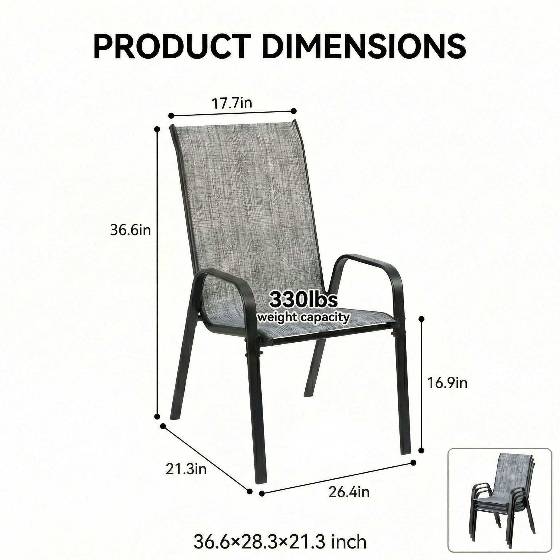 TLSUNNY Outdoor Dining Chairs Set of 6, Stackable Patio Chairs, for Camping/Poolside/Porch/Outdoor Dining Areas