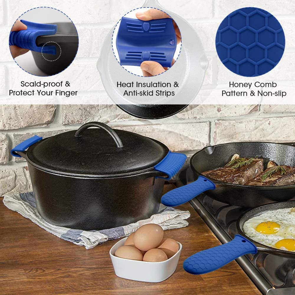 Silicone Pot Handle Sleeve, 12 Pcs Cast Iron Handle Cover, Anti-Slip  Silicone Skillet Handle Cover for Frying Cast Iron Skillet Metal Pan,  Washable