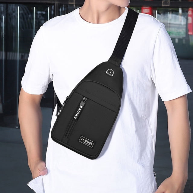 EGNMCR Waterproof Strap Bag Crossbody Backpack With Headphone Hole Strap Backpack Hiking Backpack Multipurpose Crossbody Chest Bag,