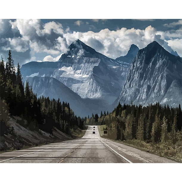 Pintura de diamante (DE2216) 5D DIY Mountain Road Square Rhinestone Imagen 20X30cm FLhrweasw Nuevo