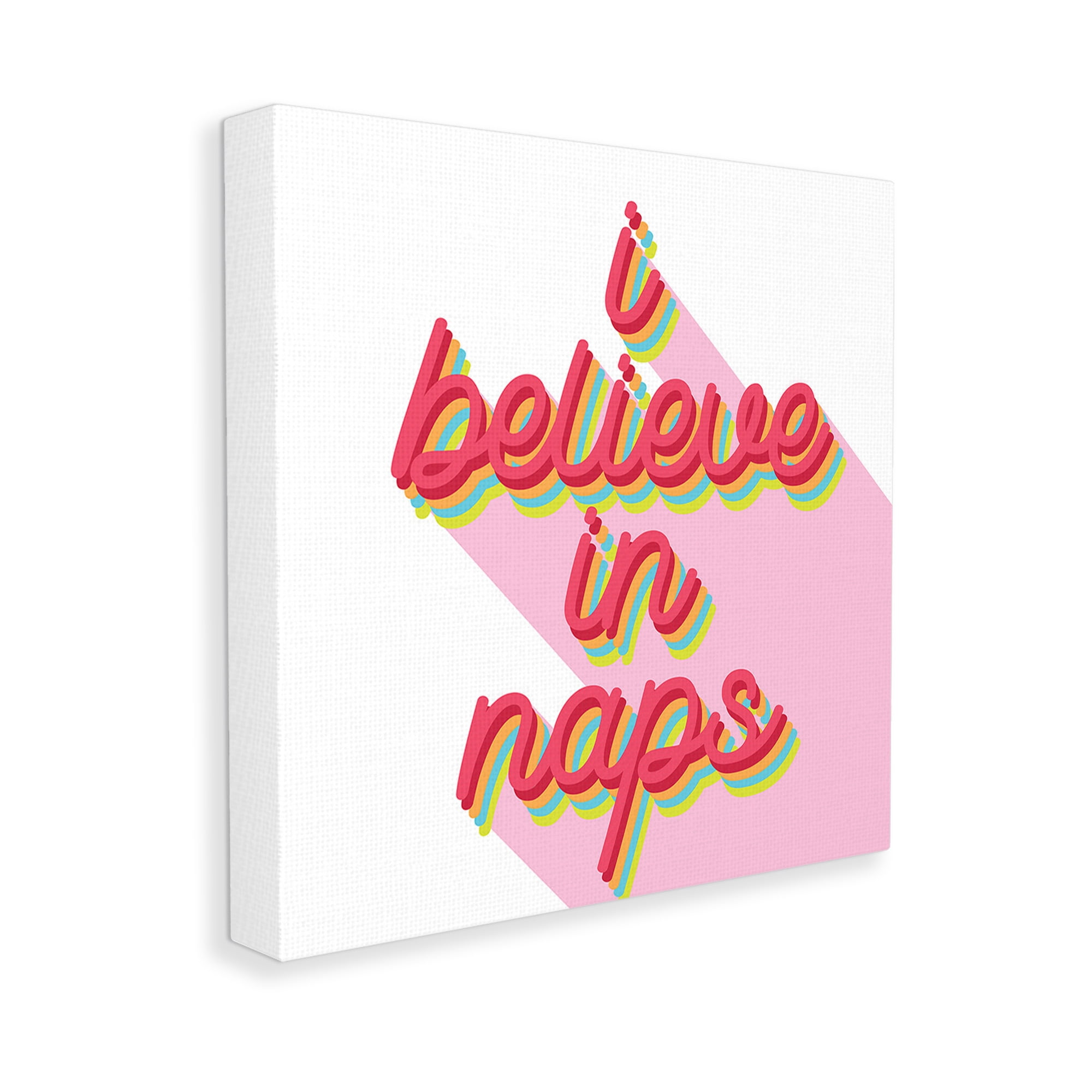 Stupell Industries Retro Believe In Naps Typography Painting Gallery Wrapped Canvas Art Print Wall Art, 36 x 36