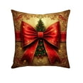 thumbnail image 2 of Litrail Christmas Linen Pillow Cover 11x11 Inch - Red Gold Bells Bows Tree Decor for Sofa Bedroom Holiday, 2 of 6