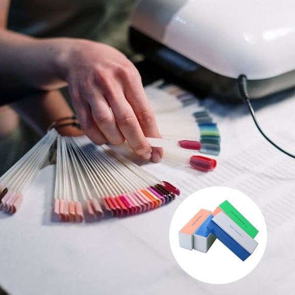 IBASETOY 10Pcs Professional Nail Art Polishing Blocks Assorted Colors for Smooth Nail Surface Preparation