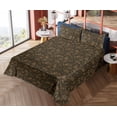 thumbnail image 4 of Ambesonne Paisley Themed Fitted & Flat Sheet with Shams 4 Pcs Set, Boho Damask Grunge, Queen, Charcoal Grey and Dark Khaki, 4 of 5