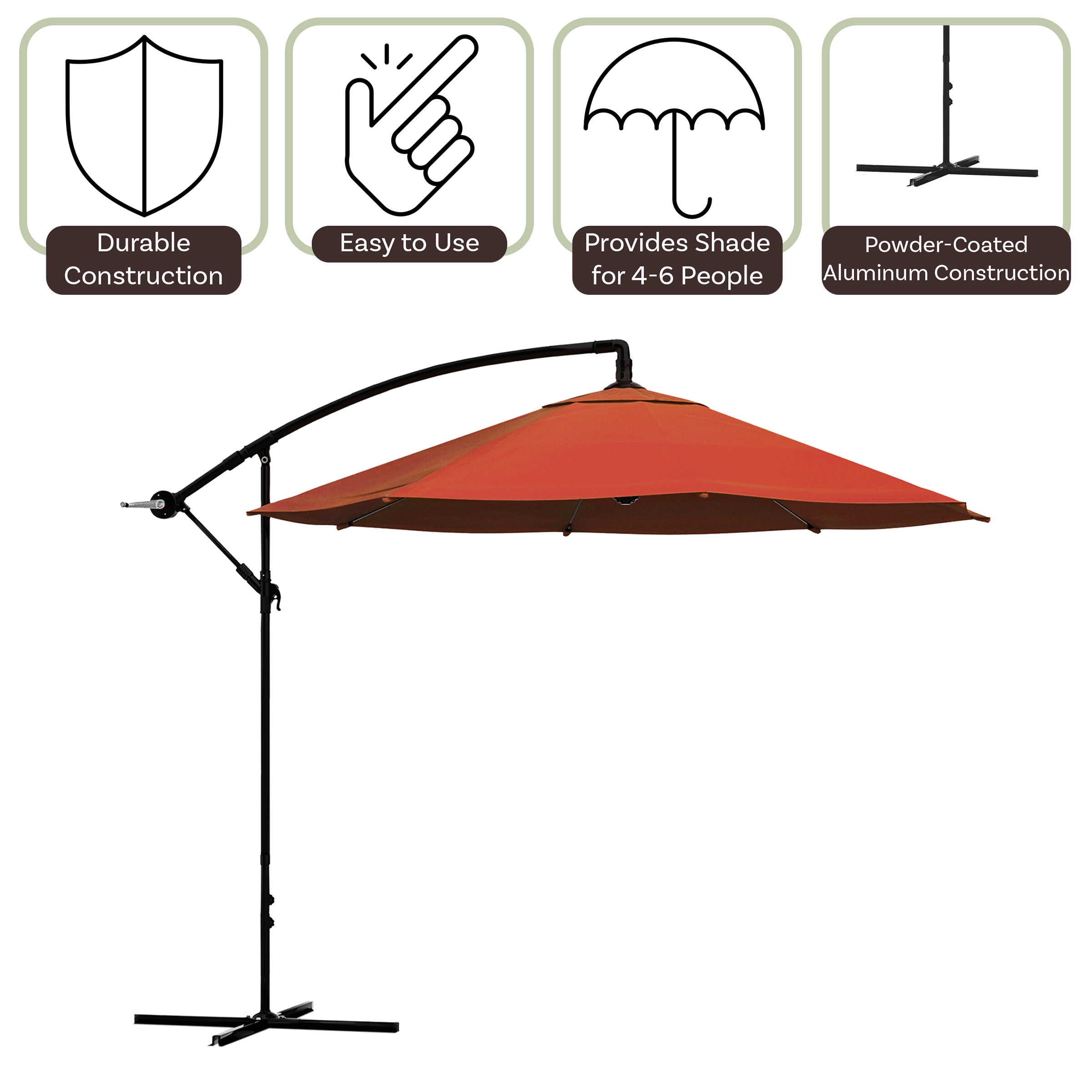 Pure Garden Offset 10-ft. Aluminum Hanging Patio Umbrella