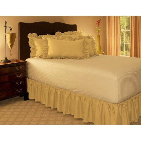 QUEEN GOLD Solid Bed Bedding Skirt Soft 100% Soft Smooth Microfiber Pleated-Only on 4 Corners