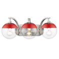 thumbnail image 1 of Golden Lighting 3219-BA3 PW-RED Dixon 3 Light Bath Vanity with Clear Glass & Red Cap, Pewter, 1 of 1