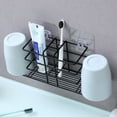 thumbnail image 3 of Toothbrush Holder Rack with Mouthwash Cup Holder Slots, Electric Toothbrush Toothpaste Holder Creative Wall-Mounted Drill Free Storage Rack for Bathroom, Black, 3 of 9