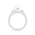 thumbnail image 2 of ANGARA Freshwater Cultured Pearl Three Stone Ring with Diamonds in 14K White Gold for Women | June Birthstone, Birthday, Anniversary, Jewelry Gift for Women | Pearl Ring, 2 of 8