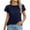 Dark Blue, variant on AherBiu Womens Tops Dressy Casual Blouse Layered Ruffle Short Sleeve Crewneck Summer Ruched Loose Shirts