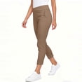 thumbnail image 5 of Womens Capri Pants,Pull On Capri Pants for Women with Pockets Solid Color Elastic Waist Cropped Work Pants, 5 of 7