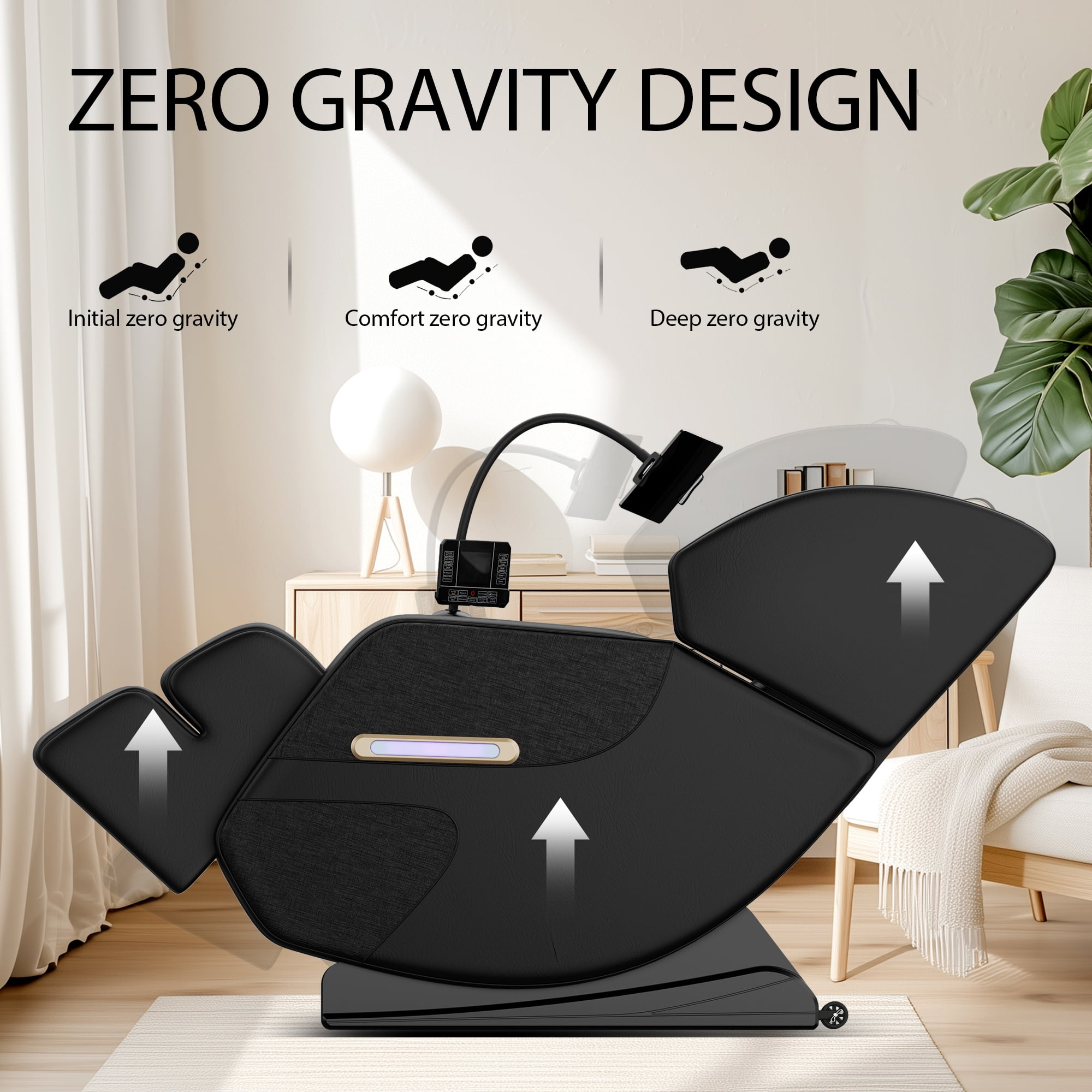 AENKYO Zero Gravity Full Body Massage Chair Recliner Includes Heating, Airbags, Wireless Connectivity, Foot Roller, and Touch Screen Black