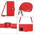 thumbnail image 4 of Wallet Case for iPhone 16 Pro Max, PU Leather 3D Lattice Stylish for Women Girls Crossbody Lanyard Flip Kickstand Card Slots Cash Pocket Magnetic Clasp Full Protective Shockproof Purse Shell, Red, 4 of 7