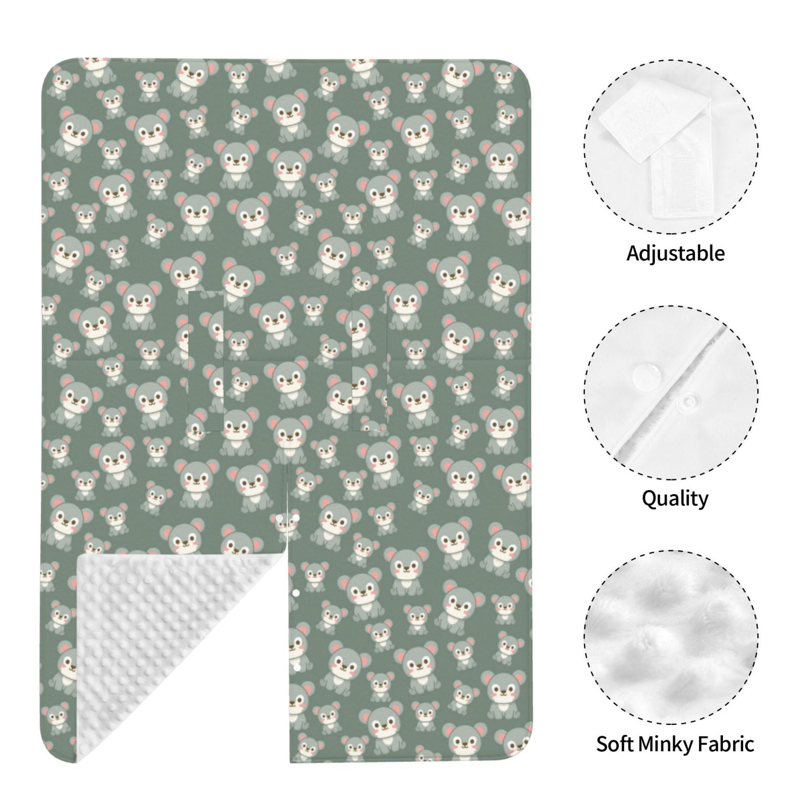 Car Seat Cover Baby - Cute Bear Print Green Breathable Infant Car Seat Cover for Baby Carseat, Lightweight Comfort Baby Essentials Must Haves Newborn Stuff for Girl Boy