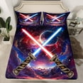 thumbnail image 2 of jejeloiu Lightsaber Bed Sheets,Universe Starry Night King Sheets,Colorful Galaxy Sheet Set For Boys Kids,Microfiber Bedroom Decor,4-Piece, 2 of 7