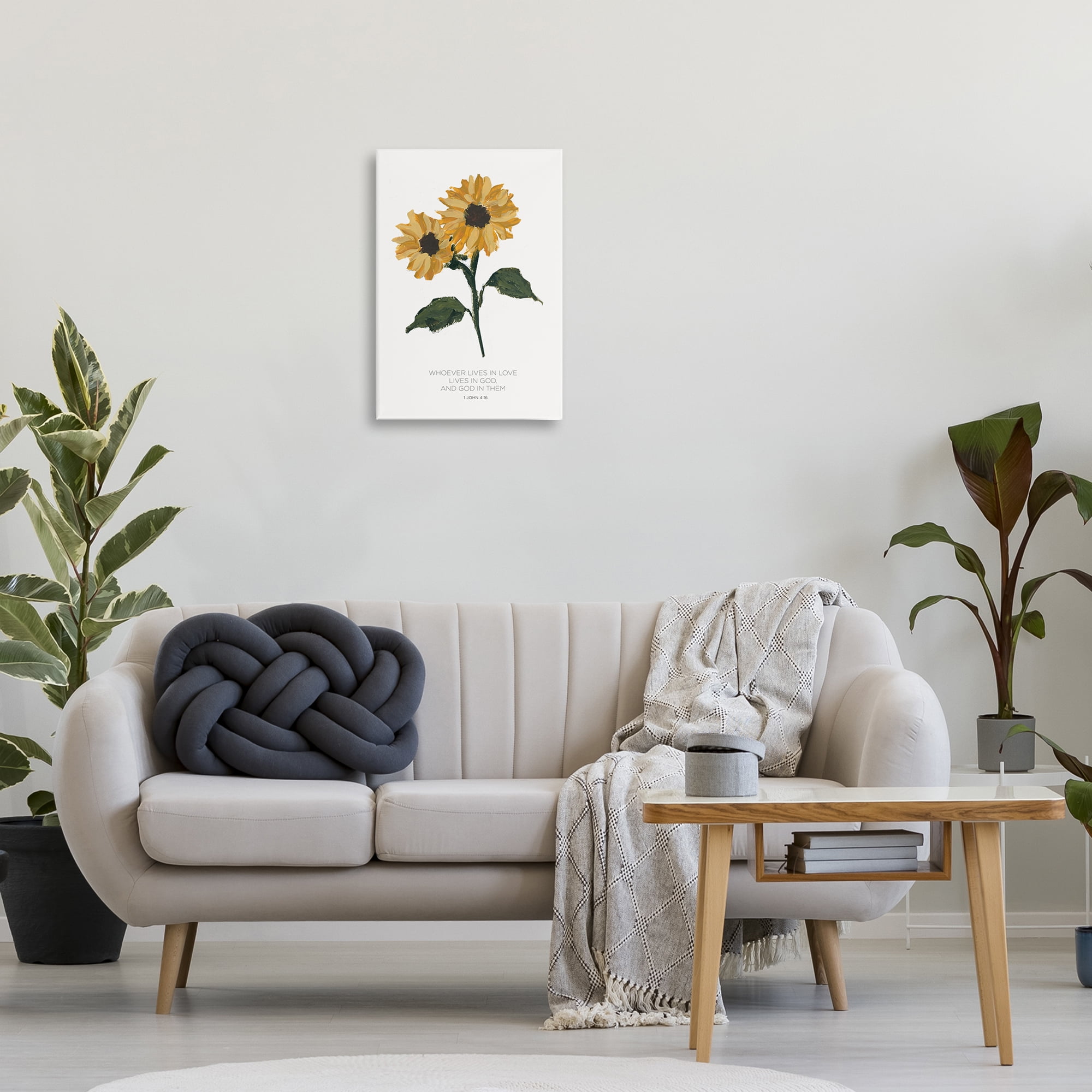 Stupell Industries Proverb with Sunflowers Religious Painting Gallery Wrapped Canvas Art Print Wall Art, 16 x 24