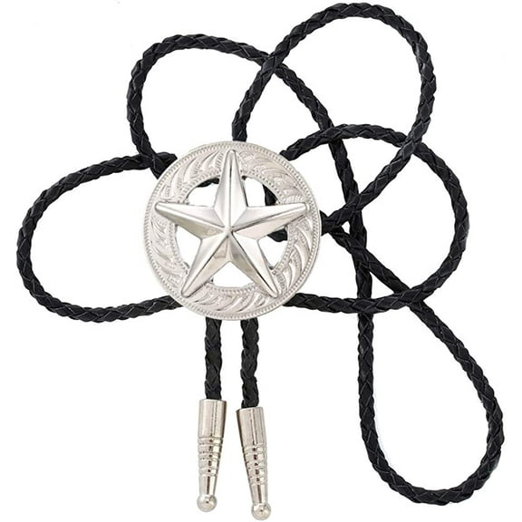 Vintage White Crack Triangle Bolo Tie for Men with Silver Bolo Tie Tips