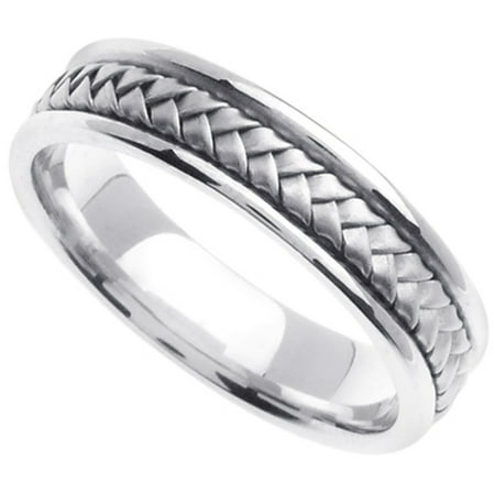 Two Tone Woven Handmade Band - Handmade Woven 14k White Gold Band (6MM)
