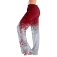thumbnail image 2 of WTOBBY Women's Festive Halloween Print Drawstring Waist Casual Pants with Vibrant Designs, Comfortable Trousers Cut for Autumn Celebrations and Everyday Fun Wear,Vermilion S, 2 of 6